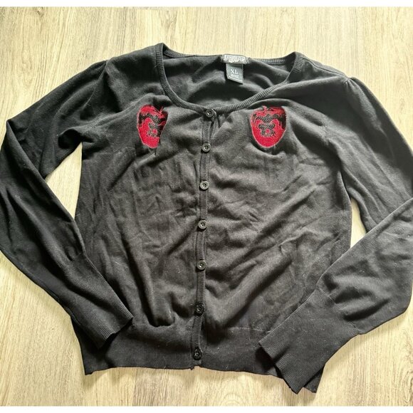 Iron First Cardigan Snow White Girls XL Sweater Black Apple Rare - Picture 3 of 9